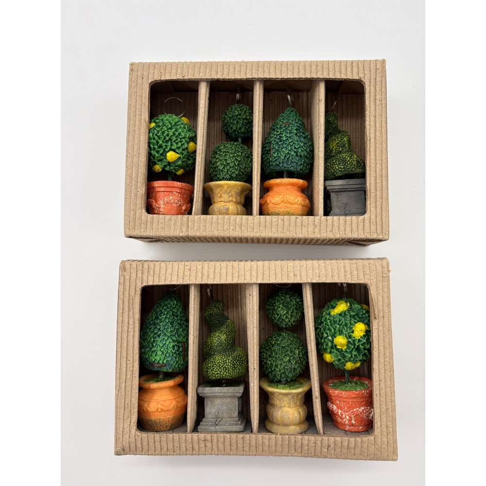 8pc Miniature Topiary Bobblehead Place Card Holders Desk Garden Table Kinetic
